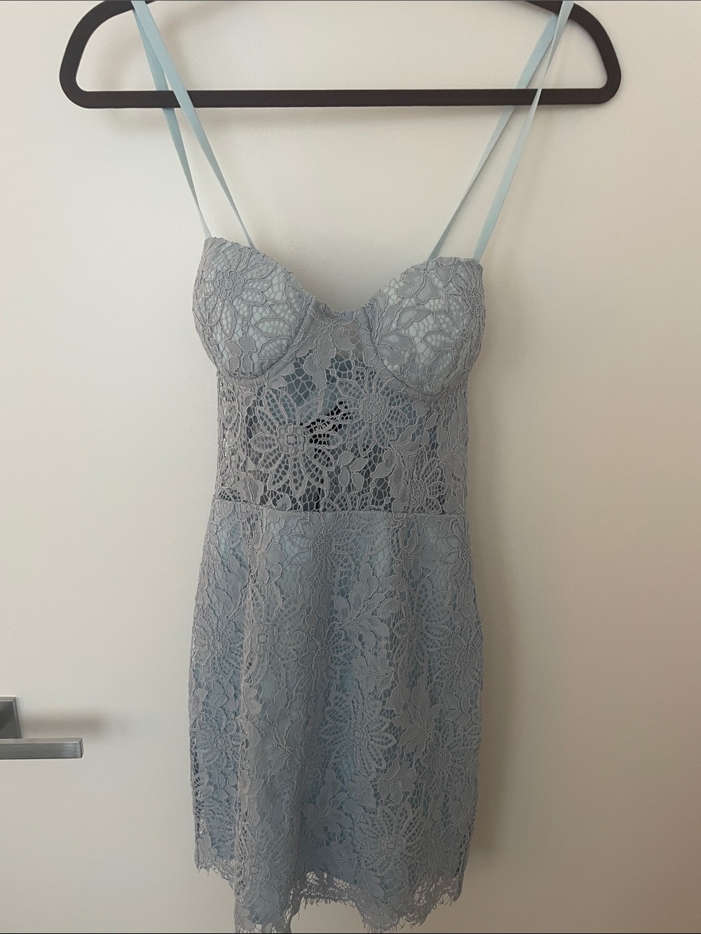 NBD Light Blue Lace Mini Dress